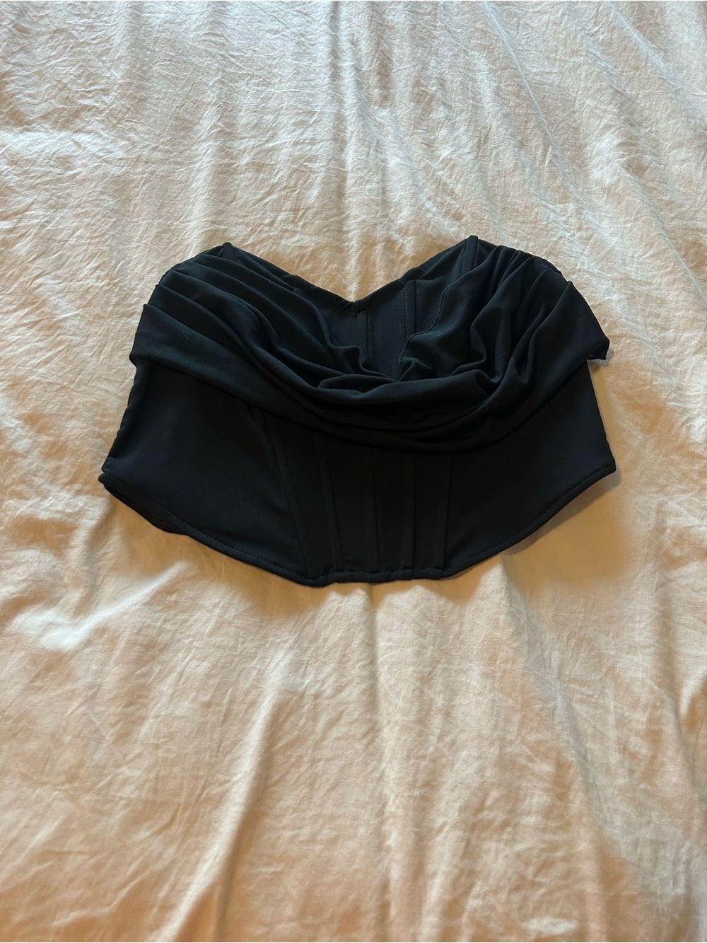 Forever 21 Black Strapless Draped Bustier Top